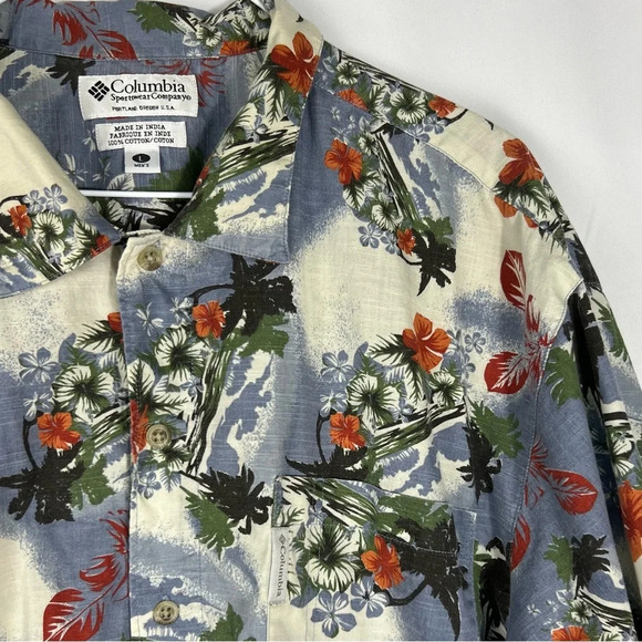Columbia Men's Hawaiian Button Down Aloha Shirt SZ L - Picture 3 of 9